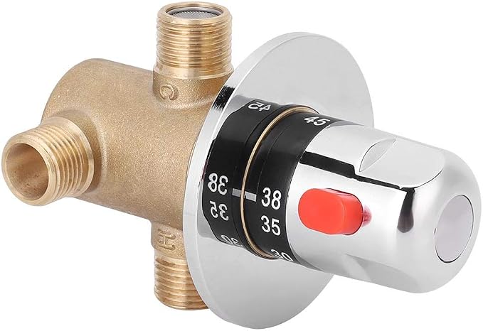 3 Way Thermostatic Valve, G1/2in 3 Way Brass Thermostatic Mixing Valve Faucet - Image 8