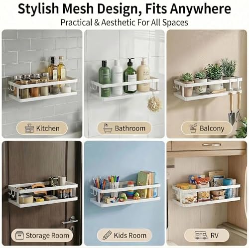 PUSDON 2-Pack Minimalist Shower Caddy Wall Mount, Open Frame Bathroom Shelf - Image 4