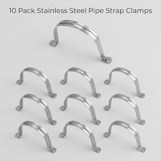 QWORK 4" Rigid Pipe Strap Clamp, 10 Pack Strap-U Bracket Tube Clip, Heavy Duty - Image 7
