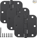 3.5 Inch Interior Door Hinges, 5/8 Inch Radius, Matte Black, 3 Pack | by HOME+MASTER+HARDWARE