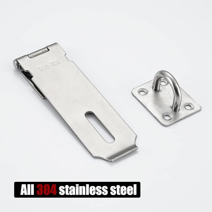 JQK Door Hasp Latch Lock, 5 Inch 304 Stainless Steel Safety Packlock Clasp - Image 4