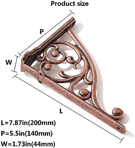 Copper Shelf Brackets 8 Inch 4PCS Heavy Duty Antique Copper Wall Bracket - Image 5