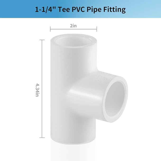 LESSO 1-1/4" PVC Tee Fittings, Elbow Connectors Adapter, DIY Build Shelves - Image 2