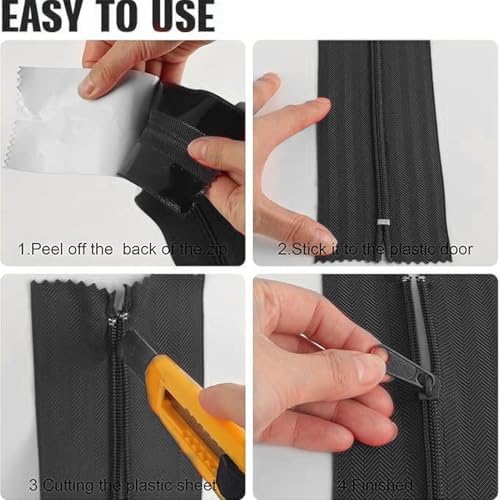 2 Pcs Dust Protector Zipper 7.6cm x Self Adhesive Home Renovation Dust Seal - Image 2