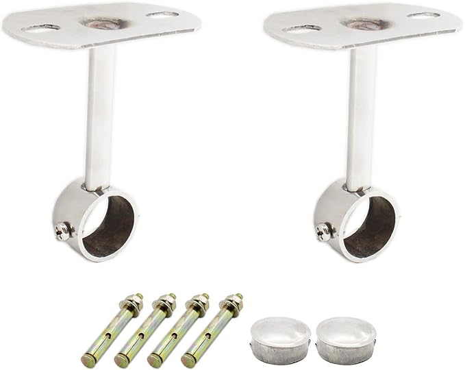 2 Pack Ceiling Mount Bracket, Stainless Steel Wardrobe Pipe Bracket Rod Holder by MetalTools