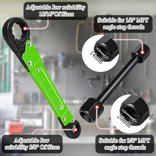 Ponpon Angle Stop Wrench Kit, Plumbing Tools, Angle-on Plumber Wrench - Image 3
