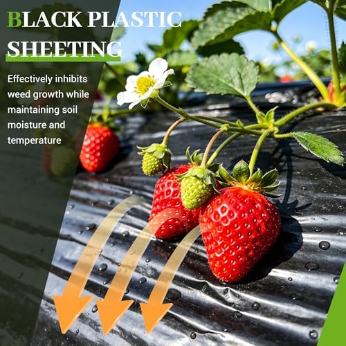 Black Plastic Sheeting 6 Mil 10 x 25 FT, Heavy Duty Polyethylene Sheeting - Image 4