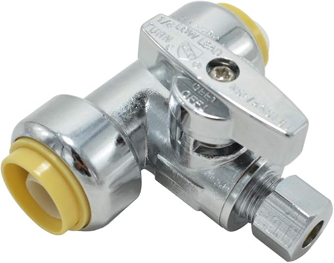 TTFLEX 1/2" x 1/2" x 1/4" Tee Valve Push to Connect Shut Off Valve 1/4 Turn | by TTFLEX