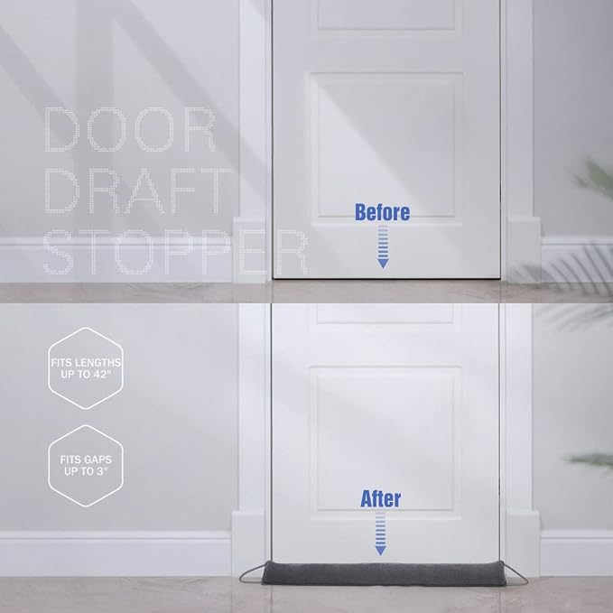 Door Draft Stopper, 42 Inch Weighted Under Door Noise Cold Air Blocker - Image 3