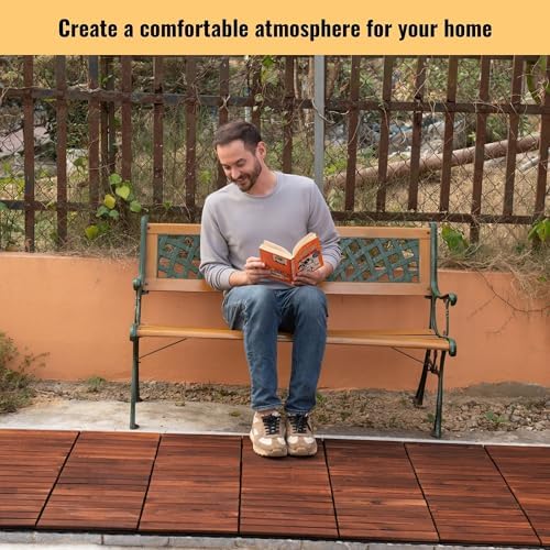 30 PCS Interlocking Deck Tiles, Striped Pattern 12"x12" Acacia Wood Outdoor - Image 4