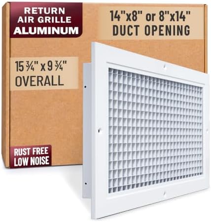 Fits 14x8 and 8x14 Duct Opening | Aluminum Eggcrate Return Air Grille | Low by Handua