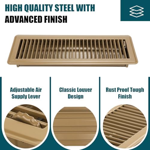 VOISEN Floor Register 4x14, 2 Pack Brown Floor Vent Covers - Image 5