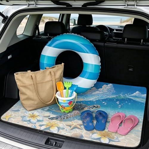 Cute Turtle Flower Trunk Mat for Beach Gear 29"x39" - Image 2