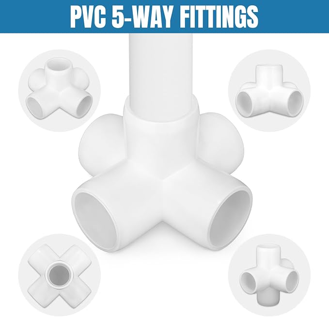 8 Pack 1 Inch 5 Way Elbow PVC Fitting, Furniture Grade Pipe Elbow Connector - Image 4
