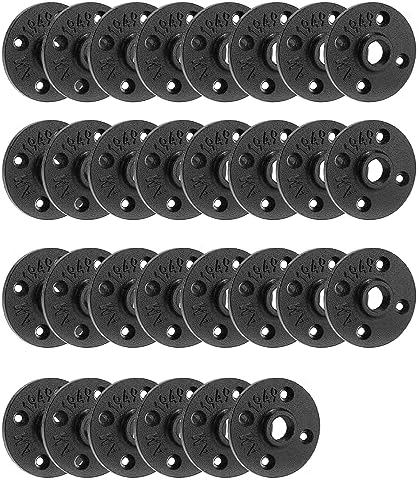 Heavy Duty 1/2" Black Floor Flange, Home TZH 30 Pack Malleable iron Pipe Flange by HomeTZH