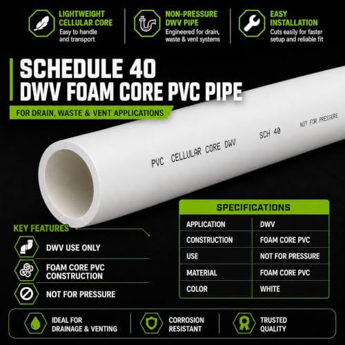 2 Inch Schedule 40 DWV PVC Foam Core Pipe, 1-1/2 to 6 Inch Diameter, Cut to - Image 2