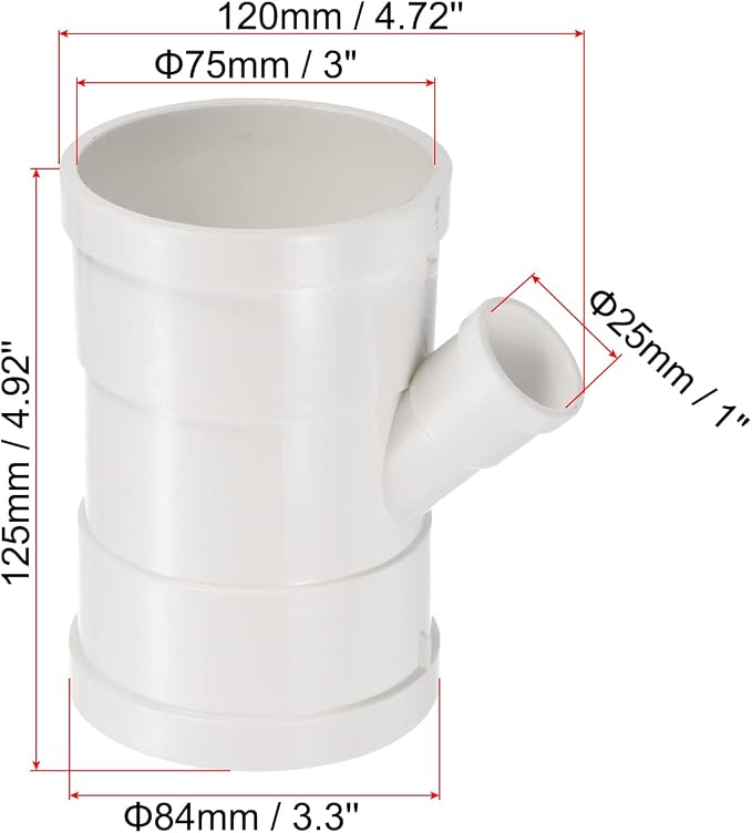 PATIKIL 3" to 1" Wye Pipe Fitting, Y-Shape Splitter Duct Hose Connector - Image 2