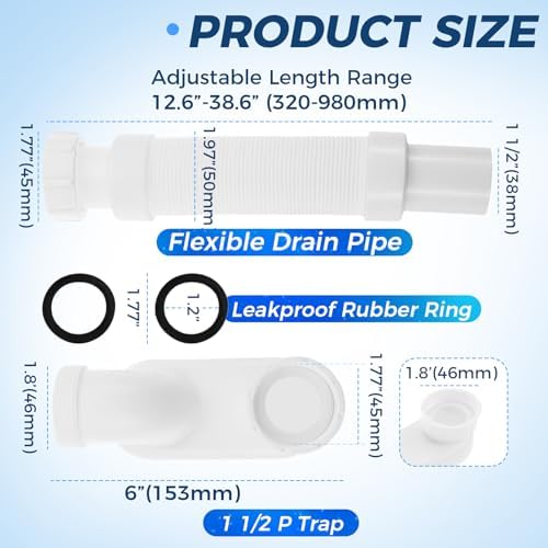 Bathtub Shower Drain Pipe, Low Profile Flat 1 1/2 p Trap Kit - Image 2