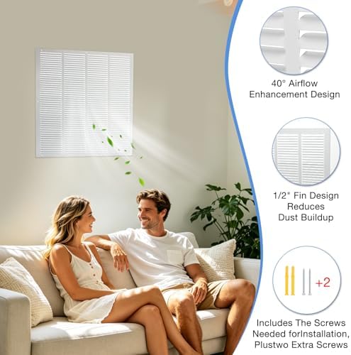 20" x 20" Return Air Grille Steel HVAC Vent Cover - Image 4