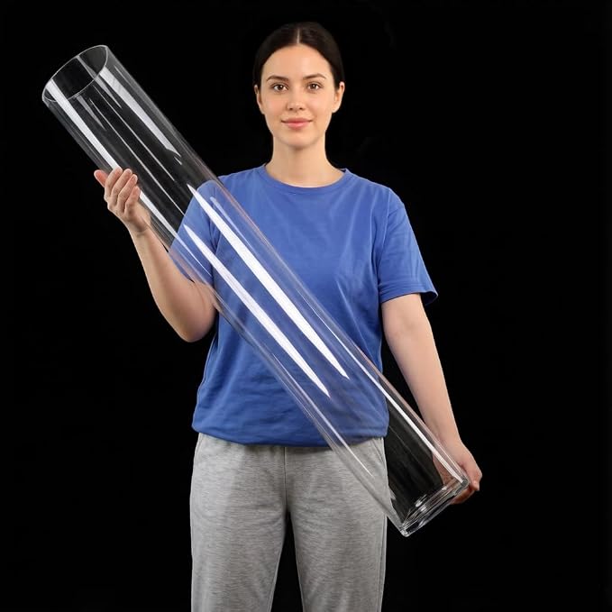 CYS EXCEL Cylinder Clear Glass Vase | Multiple Size Choices Glass Flower Vase - Image 2