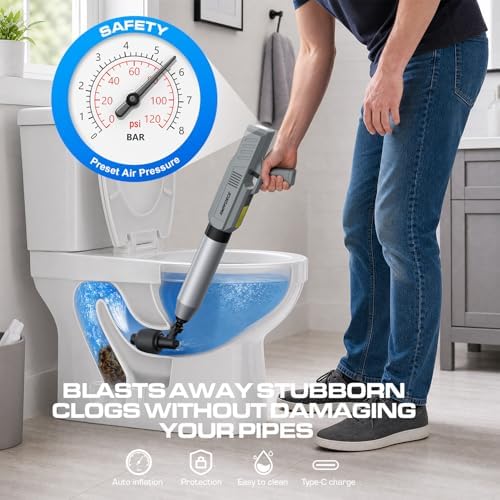 Electric Toilet Plunger, Heavy-Duty Clog Remover, Dark Gray - Image 2