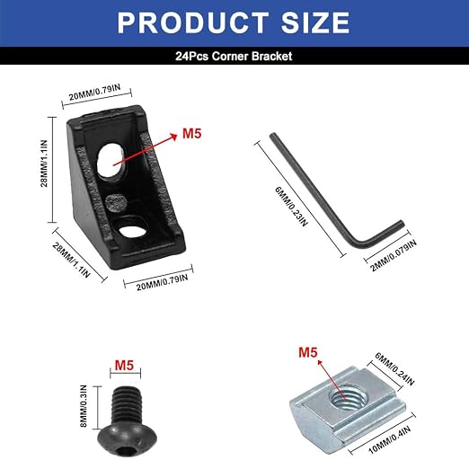 24pcs 2020 Aluminum Extrusion Corner Bracket Black - Image 2