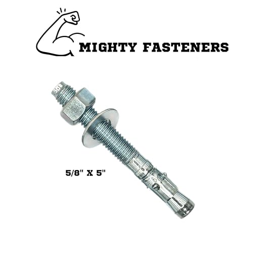 MIGHTY FASTENERS Zinc-Plated Steel Wedge Anchors, 5/8" X 5" - Image 2