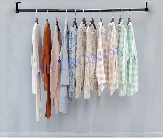 Black Edition Stainless Steel Wardrobe Pipe, Closet Lever Support Rod Holder - Image 5