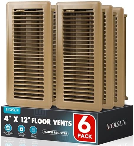 VOISEN Floor Register 4x12, 6 Pack Brown Floor Vent Covers by VOISEN