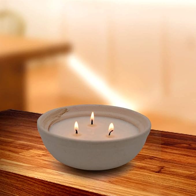 Citronella Candles in Coarse Pottery Container, Natural Soy Wax Candle Outdoor - Image 2