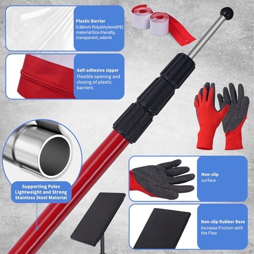 10FT Dust Barrier Pole Kit 4 Pack - Image 3