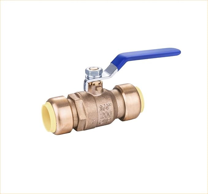 EZ-Fluid 3/4" Push to Connect Push Fit Ball Valve Heavy Duty Brass Full Port by EZ-FLUIDPlumbingProducts