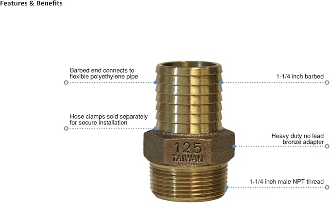 MFG No-Lead Bronze Adapter Inch Brass Male Adapter, Connects Submersible Pumps - Image 3