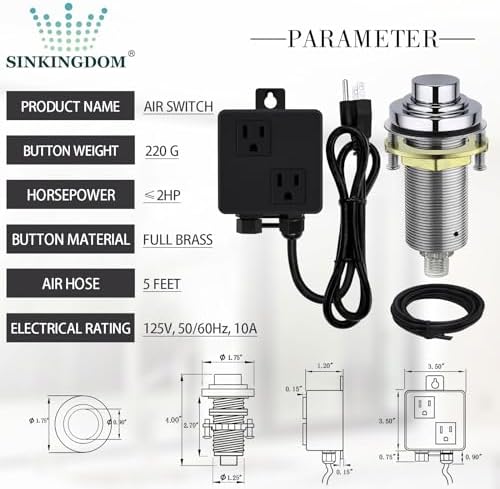 SinkTop Air Switch Kit for Disposal, Dual Outlet - Image 3