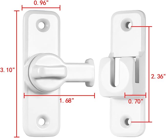 4 Pcs White 90/180 Degree Flip Latch, Zinc Alloy Barn Door Latch | Right Angle - Image 2