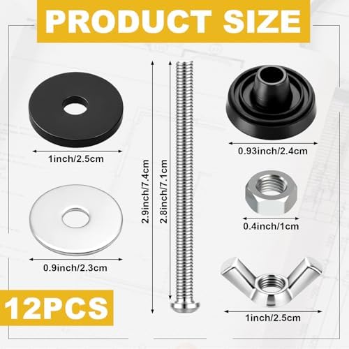 Hicarer 12 Pcs Universal Toilet Tank to Bowl Bolts Bulk Toilet Seat Screws - Image 2