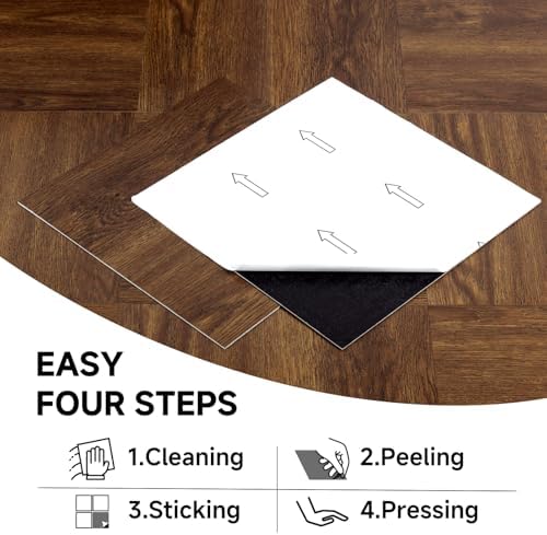 Peel and Stick Floor Tiles, Dark Brown Wood, 30 Sq.Ft - Image 6