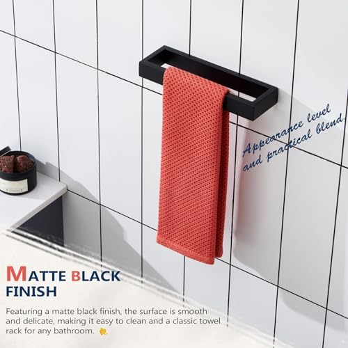 KOKOSIRI Towel Rings Matte Black Hand Towel Bar Holder 9-Inch Kitchen Rack - Image 6