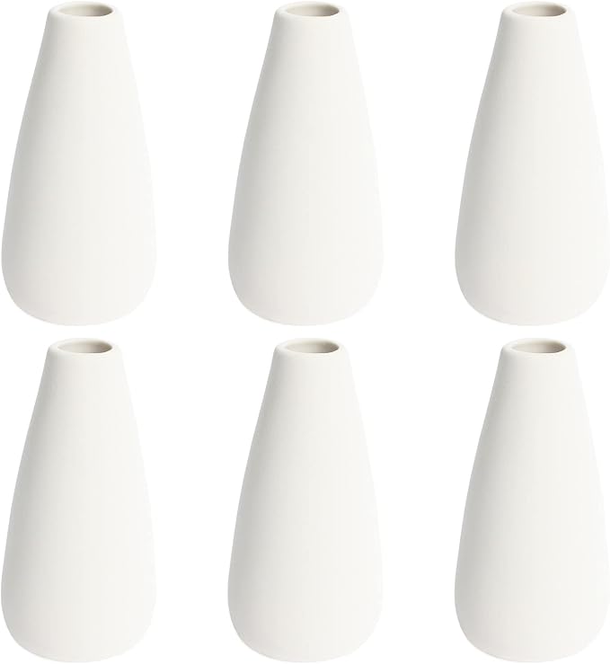 YANLING 6 Pack Small White Vase by YANLING