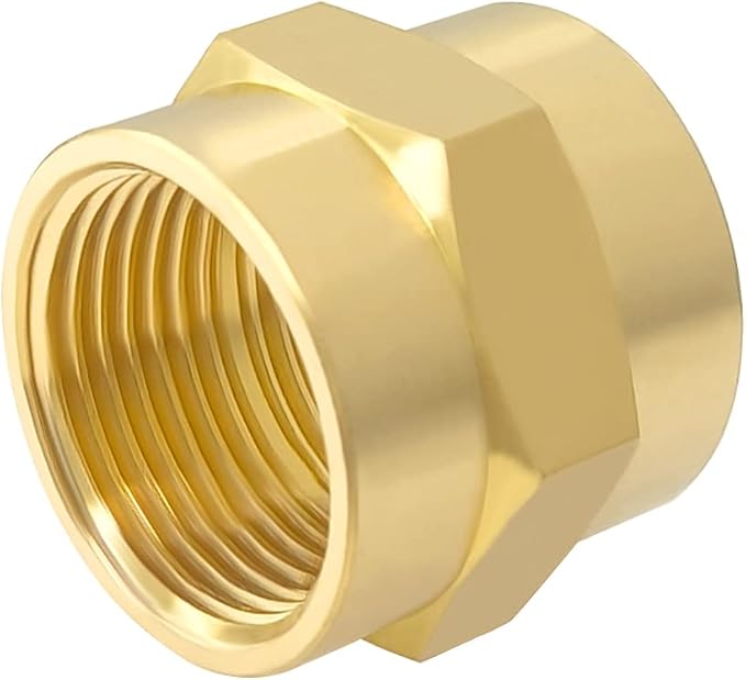 Hooshing 2PCS Brass Coupling Pipe Fitting, 3/4" x 3/4" NPT Female Coupler - Image 4