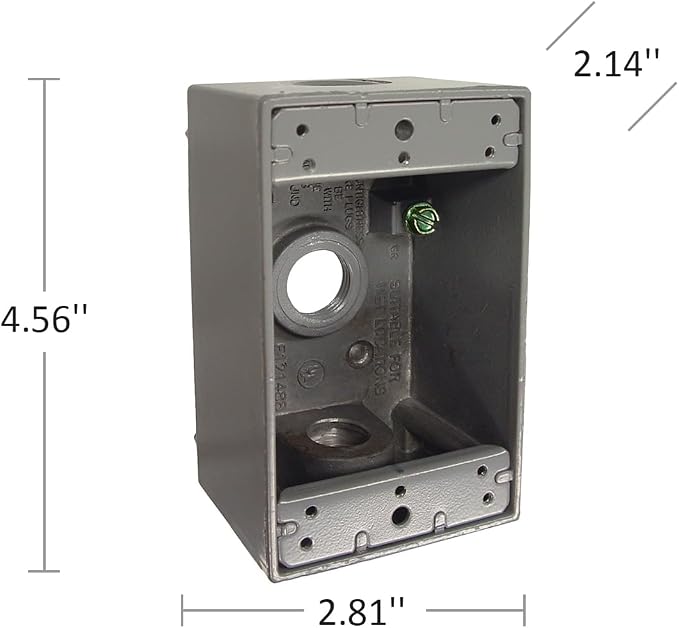 BELL 1-Gang Weatherproof Box, Three 1/2 in. Threaded Outlets, NEMA 3R, UL Listed - Image 5