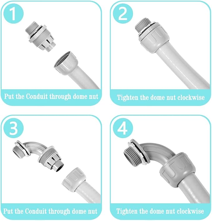 32 Pack Kit 3/4" NPT Liquid Tight Connector Conduit Fitting UL PVC | UV - Image 4