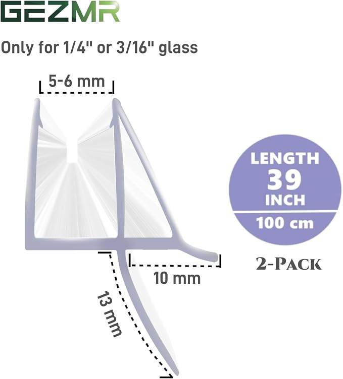2-Pack Shower Door Bottom Seal Glass Shower Door Seal Strip - Image 2