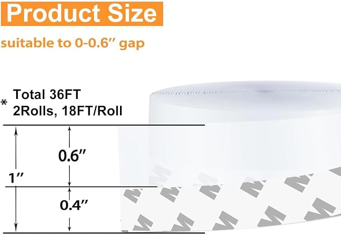36 Ft Weather Stripping Door Seal Strip Tape, Silicone Door Draft Stopper - Image 2