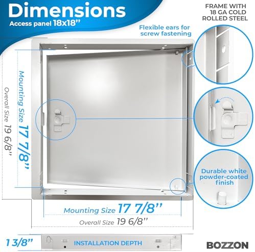 BOZZON Access Panel for Drywall 18 x 18 inch – Metal Door - Image 2