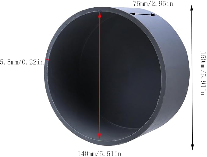 5.5" PVC Pipe End Cap Fitting Gray | Round Pipe Hole Plugs, Pipe Plug Socket - Image 2