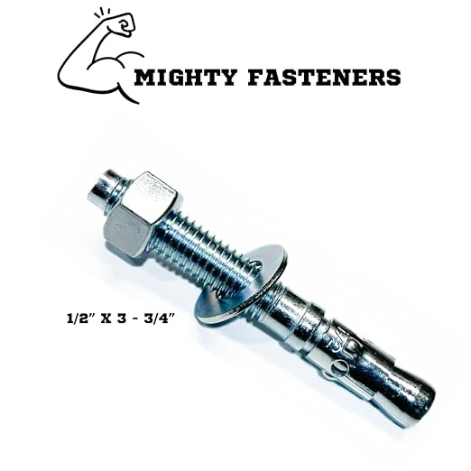 MIGHTY FASTENERS Zinc-Plated Steel Wedge Anchors, 1/2" X 3-3/4" - Image 2