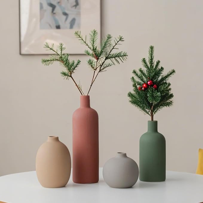 Modern Ceramic Vase Set, Neutral Colors, Decorative Vases - Image 2