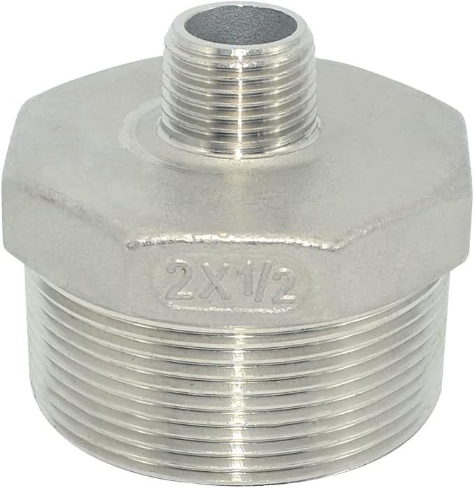 2" x 1/2" Male Threaded Reducing Nipple Fitting/Adapter, Stainless Steel SS304 by Megairon