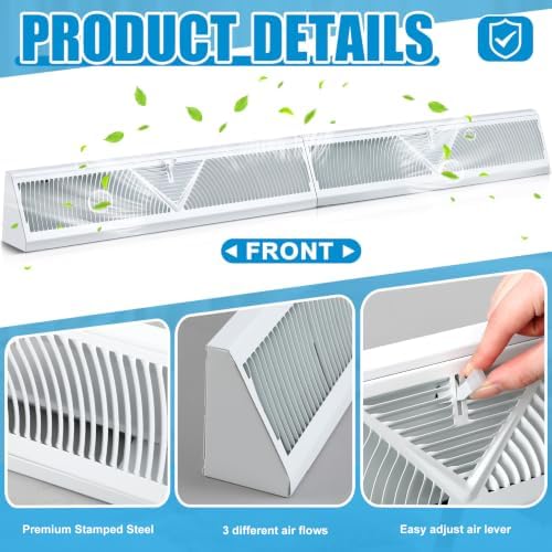 Yaocom 2 Pack 48 Inch Baseboard Register Vent Covers 48" Duct Opening Size - Image 3